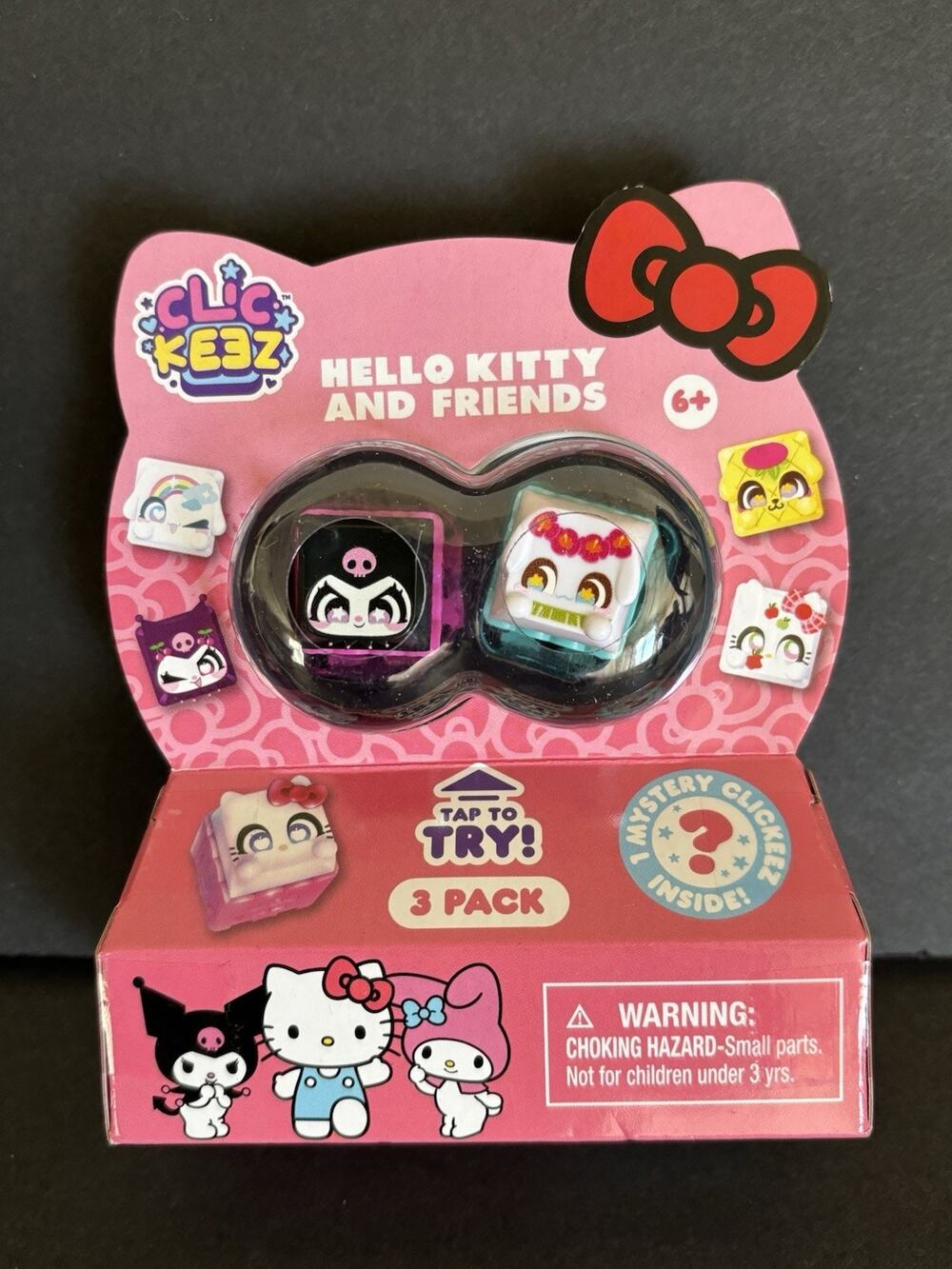 Clickeez Cinnamoroll, Kuromi 3 Pack Clicker Keys Fidget Blind Box